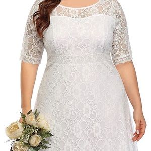White lace wedding dress maxi plus 22W 22 NWT